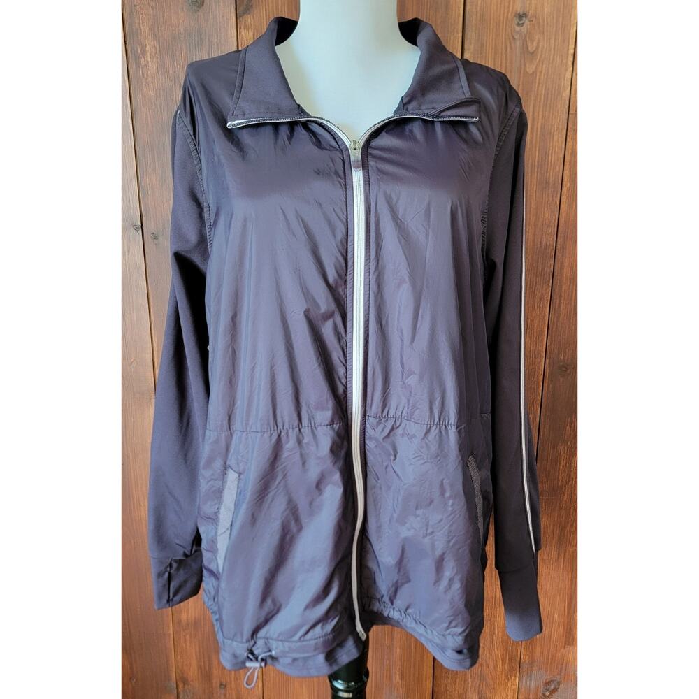 Tangerine‎ Women XL Purple Full Zip Jacket Nylon Stretch White Accents Versatile